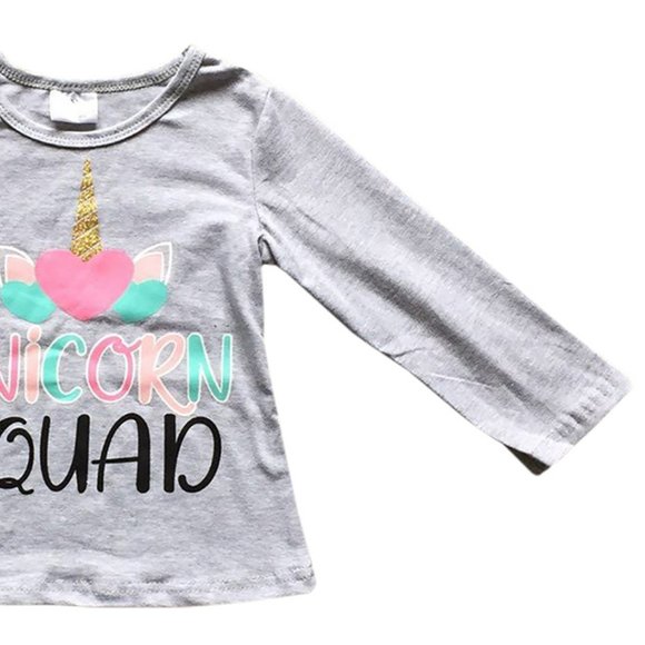 Little Girl Kids Unicorn Squad Heart Casual Shirt Top Tee T-Shirt Blouse School - Picture 4 of 5